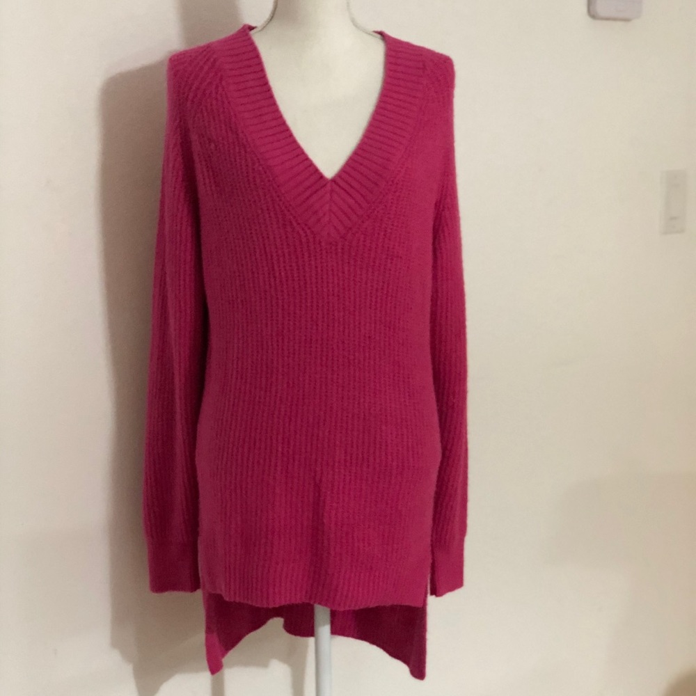 a.n.a Womens V Neck Long Sleeve Pullover off the shoulder Sweater